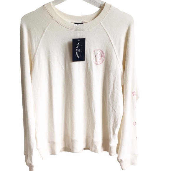 Spirit Jersey Celestial Graphic Pullover Sweater Cream Pink Medium - Picture 2 of 11